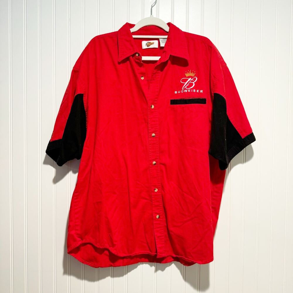 Winners Circle Dale Earnhardt Jr Budweiser Short Sleeve Button Up Mens XXL
